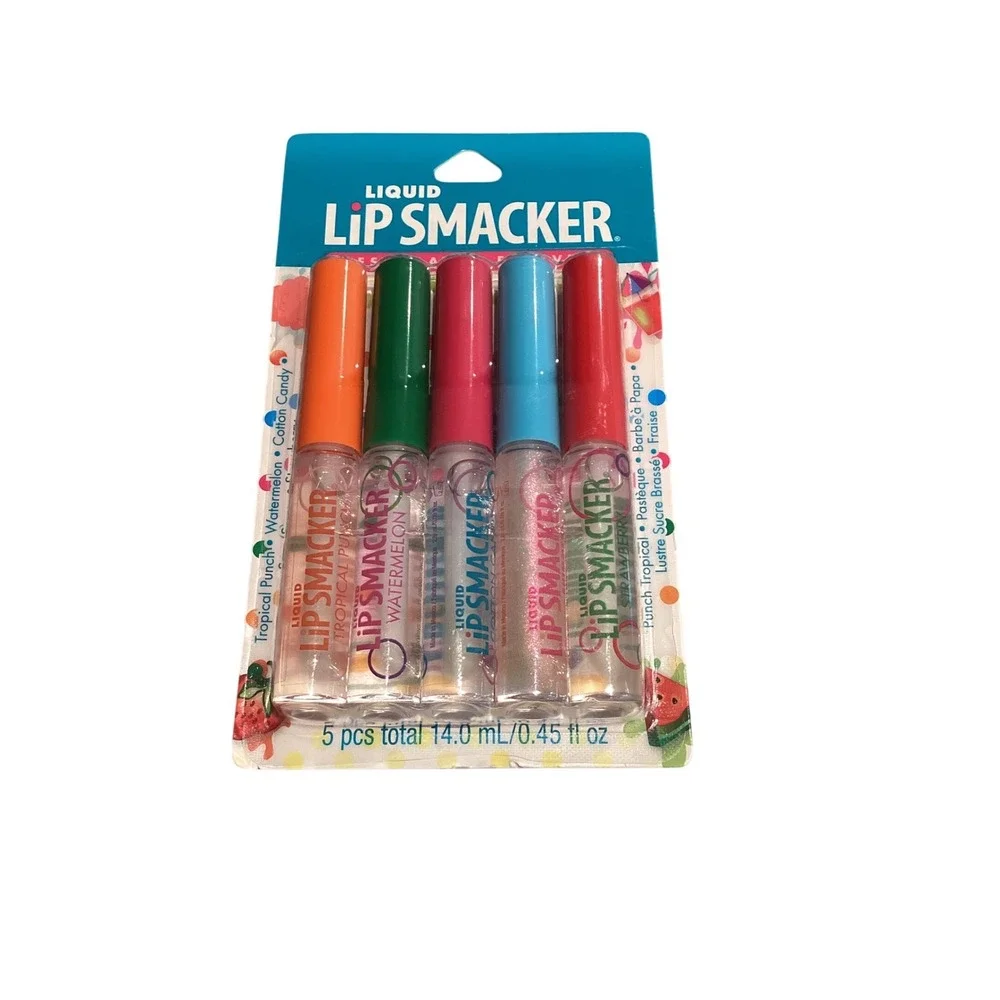 Lip Smacker Liquid Lip Gloss 5 Piece Set Tropical Watermelon Cotton Candy‎ 59072